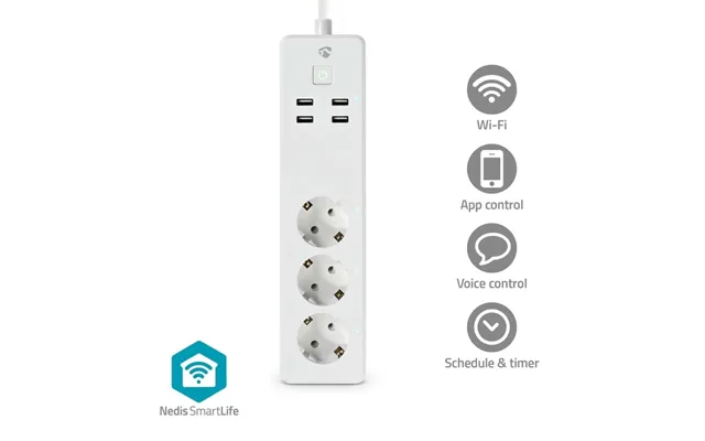 Nedis Smartlife Stikdåse Wi-fi 3 X Eu Stik Cee 7 3 4 X Usb 16