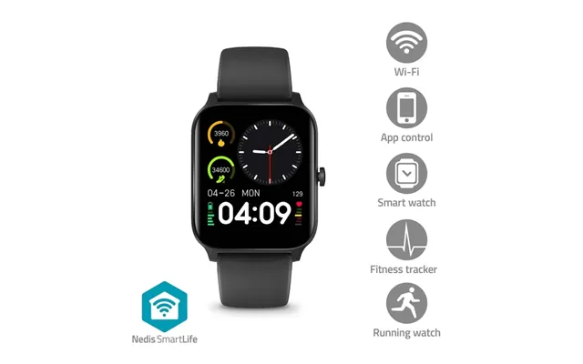 Nedis Smartlife Ur 1.69 Lcd Ip68 Maksimal Driftstid 240 Timer Android Ios Sort