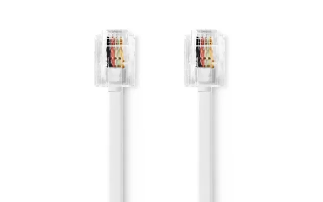 Nedis Telecom Kabel Rj11 Hanstik Rj11 Hanstik 10.0 M Kabeludformning Fladt Guldplateret Kabeltype Rj11 Hvid Label