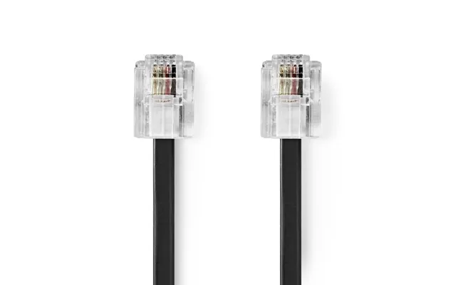 Nedis Telecom Kabel Rj11 Hanstik Rj11 Hanstik 5.00 M Kabeludformning Fladt Guldplateret Kabeltype Rj11 Sort Label