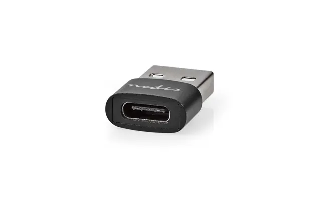 Nedis Usb-a Adapter Usb 2.0 Usb-a Han Usb-c Hun 480 Mbps Runde Nikkelplateret Sort Box