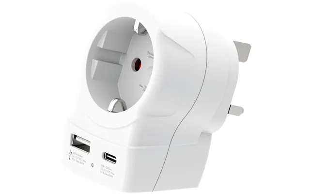 Skross Rejseadapter Europa Til Uk Og Andre Usb-a Usb-c 20w Pd Med Jordforbindelse