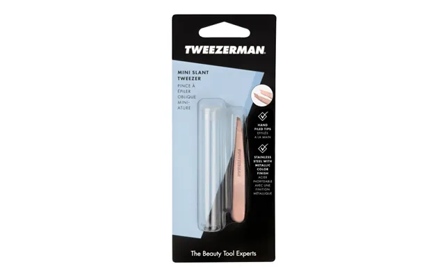 Tweezerman Mini Skrå Pincet - Rosa Guld