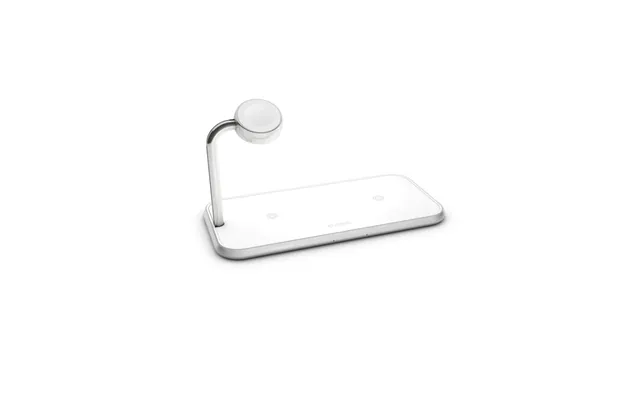 Zens Triple Alu. Lader Qi Trådløs 220v 2x10w Med Apple Watch Lader Apple Qc 7,5w Hvid