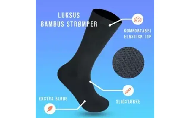 3-par Luksus Bambus Strømper Sort - 40-43