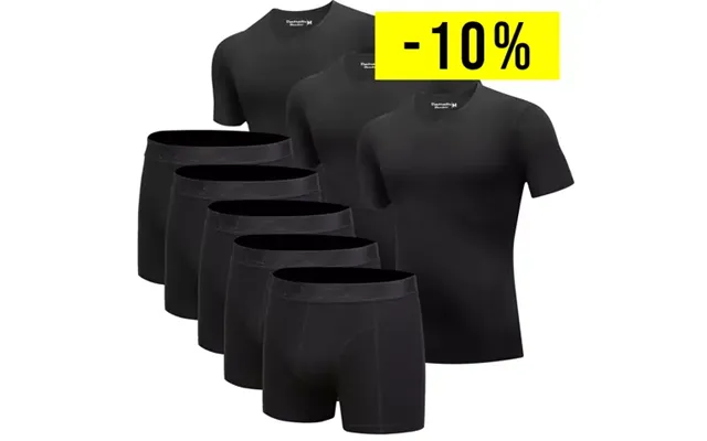 5-pak Bambusunderbukser 3 T-shirts - Sort