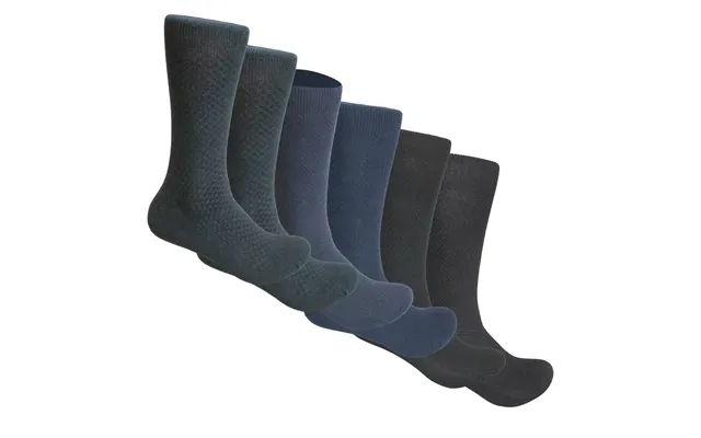 6-pak Bambus Strømper Med Struktur Navy Sort - 40-43