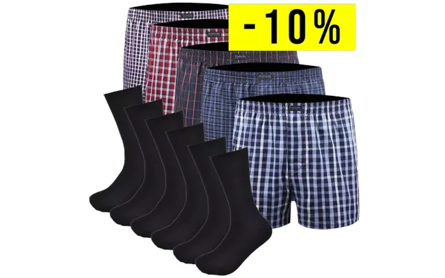 6-par Bambus Strømper Uden Elastik 5-pak Vævede Boxershorts - Tern