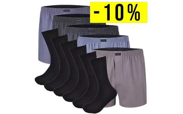 6-par Bambus Strømper Uden Elastik 5-pak Vævede Boxershorts - Uden Mønster