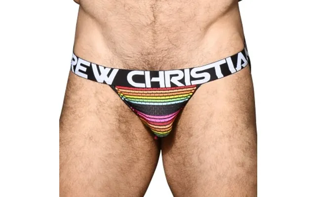 Andrew Christian 2p Almost Naked Chill Stripe Jock Stribet Polyamid Large Herre
