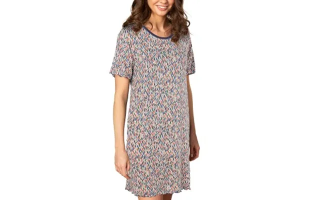 Lady Avenue Soft Bamboo Bigshirt With Short Sleeve Blå Rød Bambus X-small Dame