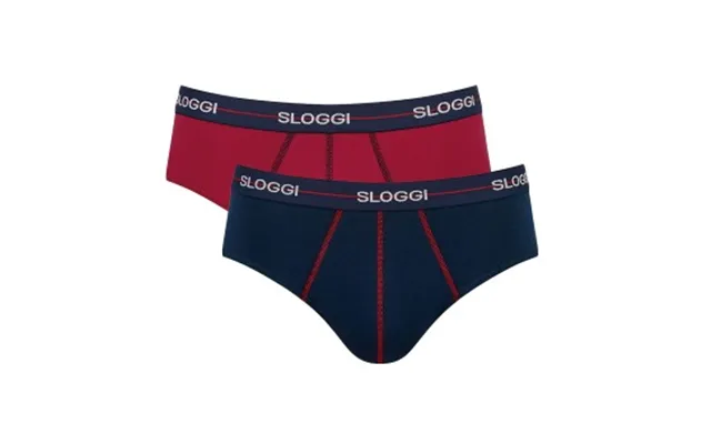Sloggi 2p For Men Start Midi Marine Rød Bomuld Small Herre