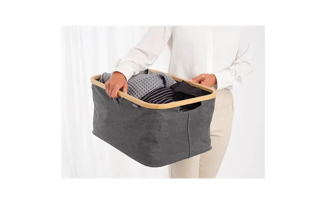 Brabantia Foldbar Vasketøjskurv M Bambuskant - 40 Liter Sort