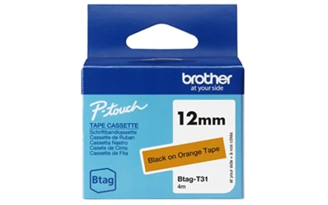 Brother Btag 12mm Sort Text Orange Tape