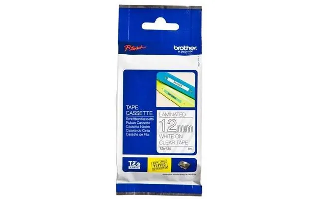 Brother Tze135 Tape 12 Mm. Hvid Tekst Klar Tape