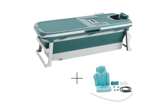 Foldebadekar Til Voksne Med Låg, Digital Termometer Og Fodmassage - 150cm Blå Xl