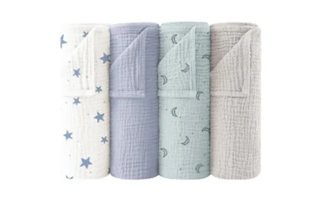 Bearmoss Muslineklude Baby 4-pak 60×60 Cm Blå Blomster