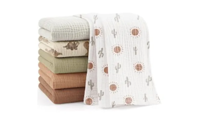 Bearmoss Muslineklude Baby 6-pak 60×60 Cm Brun-grøn