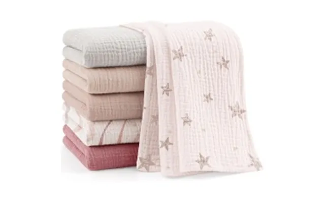 Bearmoss Muslineklude Baby 6-pak 60×60 Cm Pink Tryk