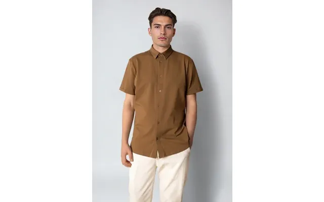 Clean Formal Jersey S S Shirt - Brown