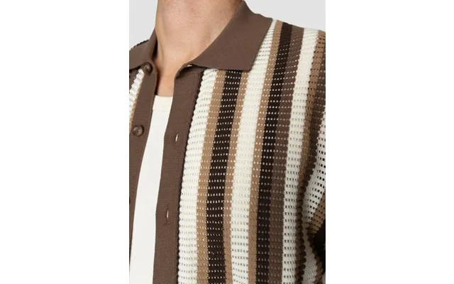 Daniel Knitted Shirt - Ecru Brown Stipe