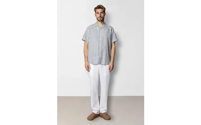 Giles Cotton Linen Shirt - Dark Green Ecru