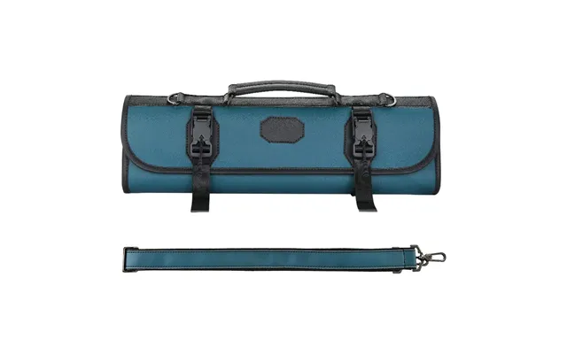 Knivtaske Stor Microfiber Læder Petrol 9 Pladser