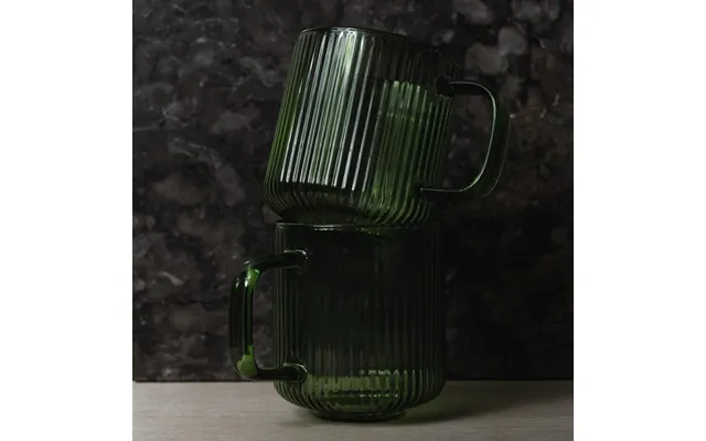 Ykon - Kaffekopper I Grøn 4 X 410 Ml , Borosilikat