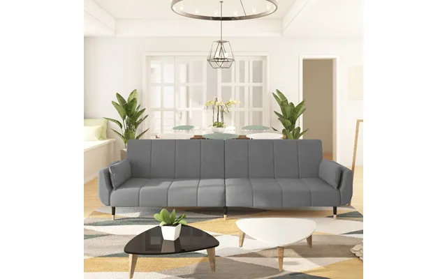 Vidaxl 2-personers Sovesofa Med 2 Puder Fløjl Lysegrå