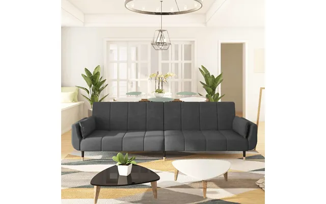 Vidaxl 2-personers Sovesofa Med 2 Puder Fløjl Mørkegrå