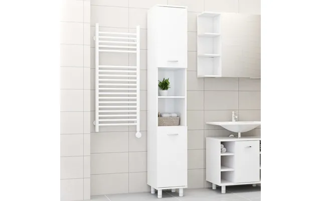 Vidaxl Badeværelsesskab 30x30x179 Cm Konstrueret Træ Hvid Højglans
