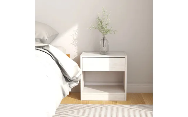 Vidaxl Sengebord 40x31x40 Cm Massivt Fyrretræ Hvid