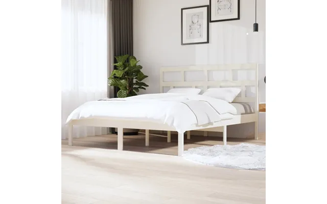 Vidaxl Sengeramme 160x200 Cm King Size Massivt Træ Hvid product image