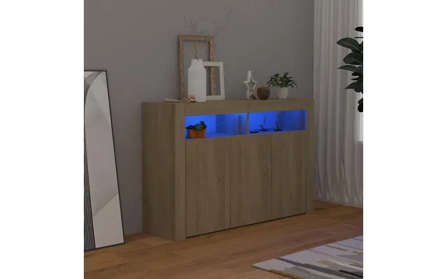 Vidaxl Skænk Med Led-lys 115,5x30x75 Cm Sonoma-eg