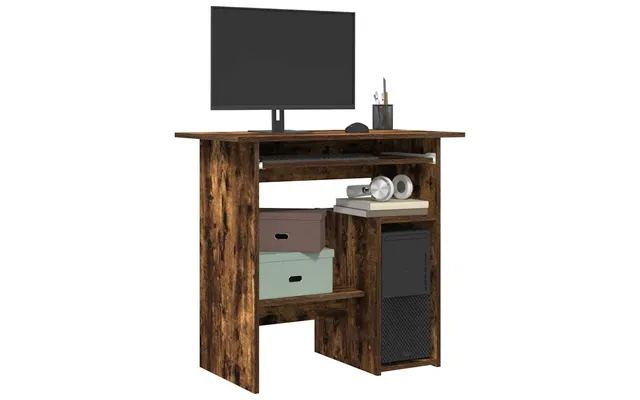 Vidaxl Skrivebord 80x45x74 Cm Konstrueret Træ Røget Egetræsfinish