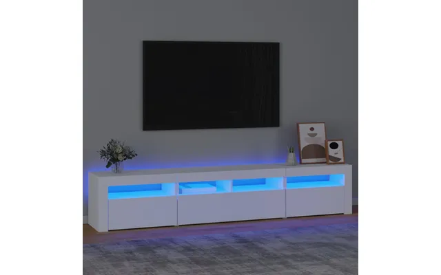 Vidaxl Tv-skab Med Led-lys 210x35x40 Cm Hvid