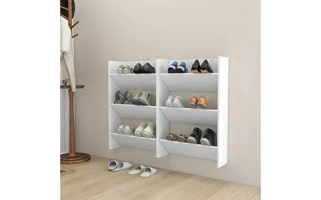 Vidaxl Væghængte Skoskabe 2 Stk. 60x18x90 Cm Spånplade Hvid