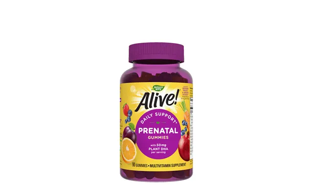 Natures Way Alive Daily Support Prenatal Gummy Multivitamin 90 Gummies - Orange & Raspberry Lemonade