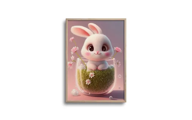 Cute Baby Kanin I Glas - Plakat