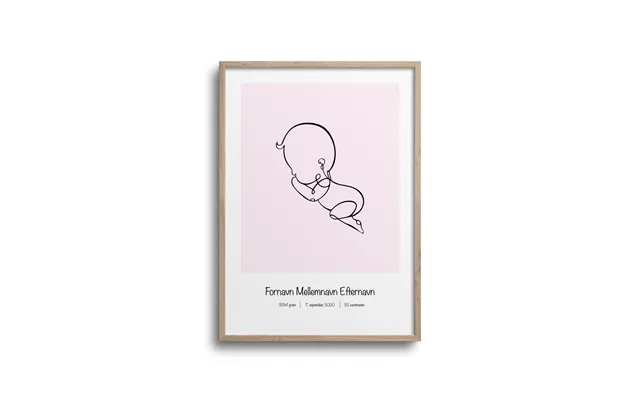 Fødselsplakat Oneline Pink - Fosterstilling