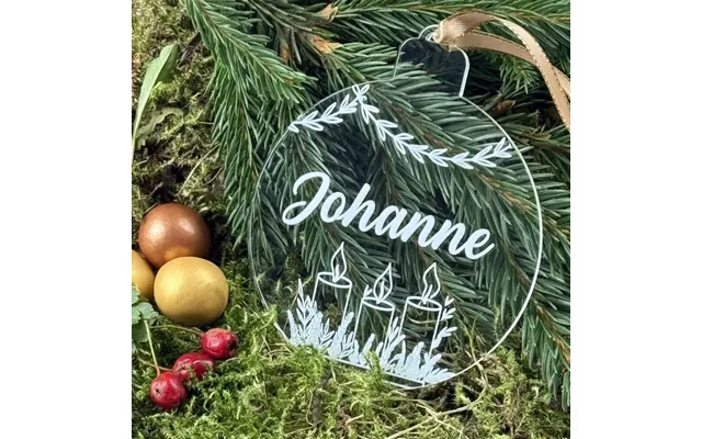 Julekugle Med Julelys Og Navn - Akryl