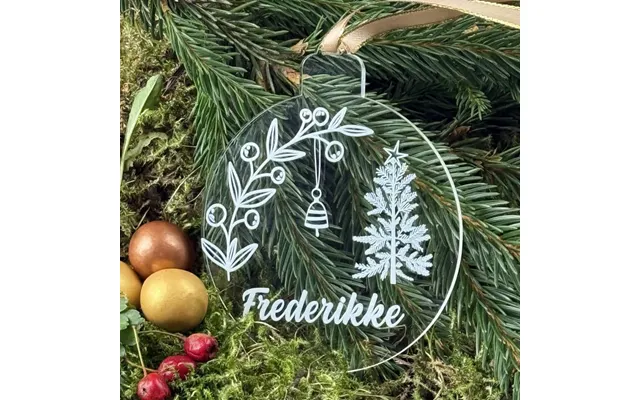 Julekugle Med Juletræ Og Navn - Akryl