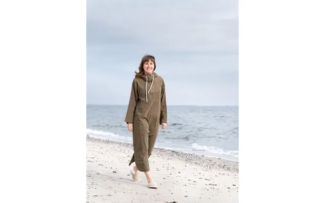 Assorteret Badeponcho Skagen Til Højde 150 - 165 Cm. Sand Og Olivengrøn