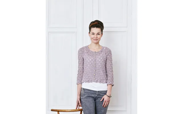 Cardigan Med Bladmønster - Strikekit Med Elise Garn Permin 891105 Cardigan Med Bladmønster Strikekit Str M