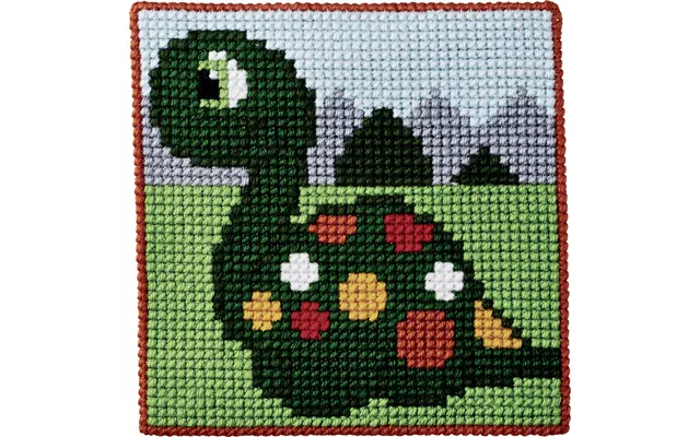 Permin Broderi - Påtegnet Broderikit Til Børn Med Dino