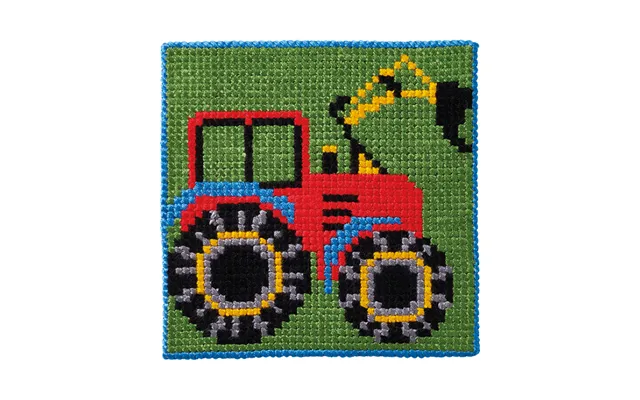 Permin Broderi - Påtegnet Broderikit Til Børn Med Rød Traktor 9414