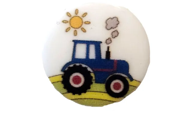 Plast Knap Hvid M Blå Traktor 15 Mm - 18293-15-0001