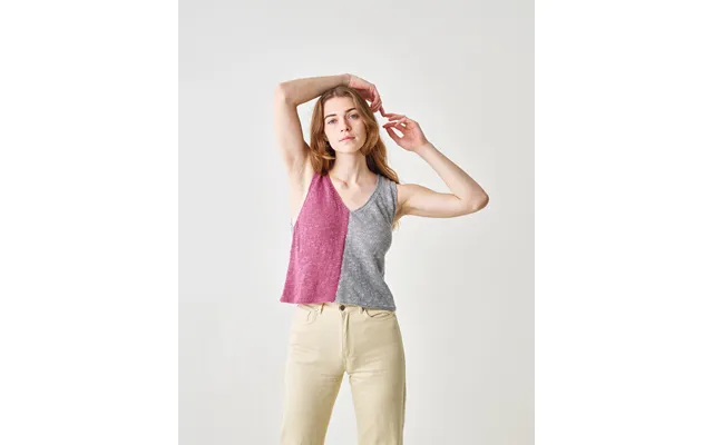 Scarlet Strikkeopskrift 2-farvet Sommertop Med V-hals - 898081