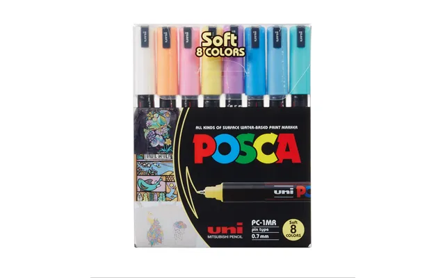 Uni Posca Tuscher Tusser Pc-1mr 8 Stk Pastel Soft Colors Ass