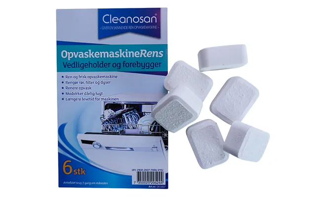 Cleanosan Opvaskemaskinerens Fjerner Kalk & Fedtaflejringer - Pakke A 6stk Tabs